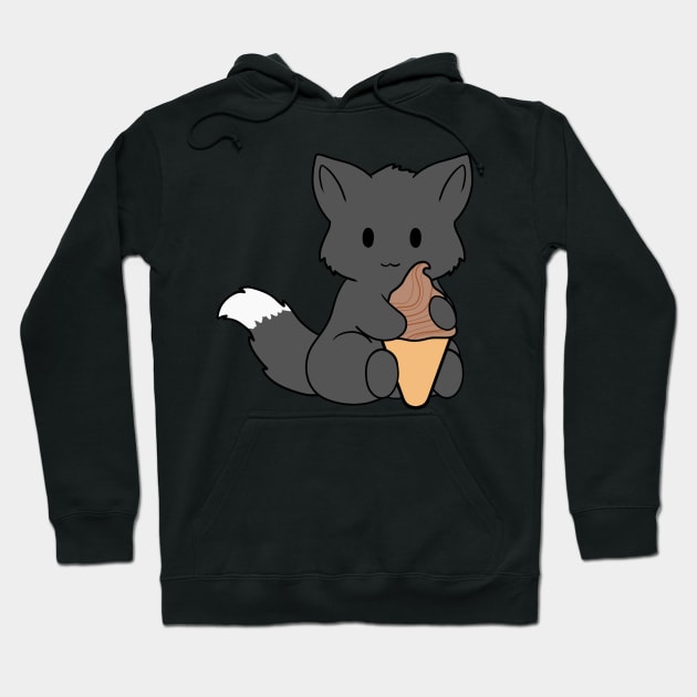 Chocolate Ice Cream Black Fox Hoodie by BiscuitSnack